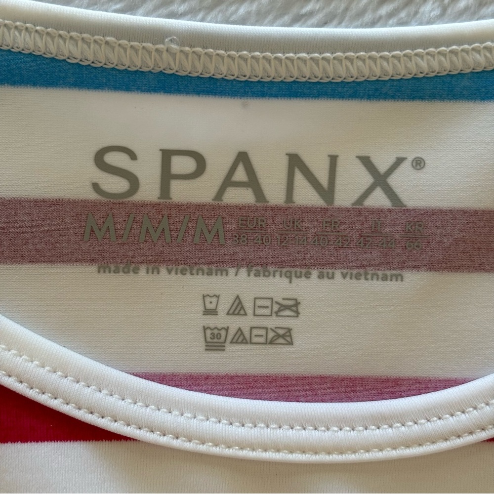 SPANX Long Sleeve Ocean Stripe Hibuscus Swim Shirt--NWT--M - Picture 9 of 14